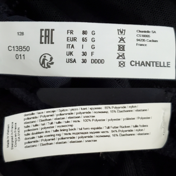 NWT Chantelle c Jolie floral lace demi underwire bra black romantic adjustable - Picture 11 of 12